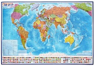 Карта настенная Мир Политический 1:32М 101х70 ламинированная КН040