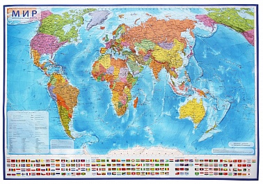 Карта настенная Мир Политический 1:32М 101х70 ламинированная КН040
