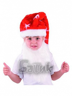 Колпак мех красный с бородой 