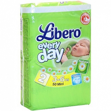 Подгузники LIBERO Everyday Mini 3-6 кг, (экономичная упаковка), 50 шт