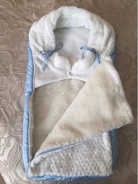 Конверт меховой "Снежинка" с шапочкой