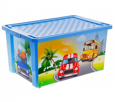 Ящик д/игрушек LA1025BS X-BOX Citi Cars 57л на колесах голубой небесный (61х40,5х33) (5шт)
