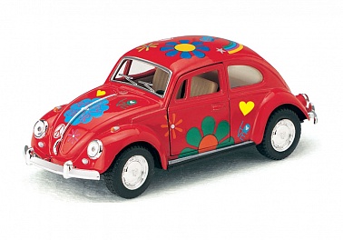 Мод.маш. KINSMART 1967 Volkswagen Classical Beetle with printing KT5057DF инерция (1/12шт.) 1:32 б/к