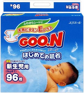 Подгузники Goon для новорожденных 0-5кг (90/92шт)
