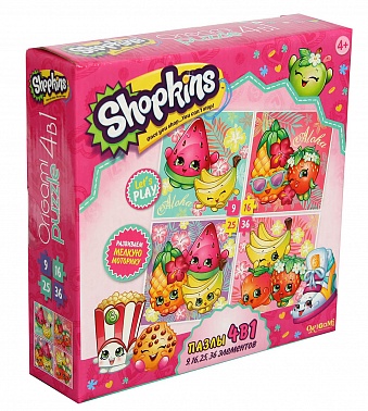 Оригами Пазл 4в1.9-16-25-36эл Tropical 02905 Shopkins