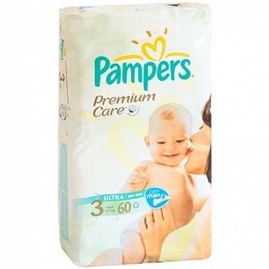 Подгузники PAMPERS Premium Care Midi, 4-9 кг, Экономичная Упаковка 60 шт., р.3