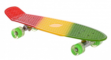 Скейт  пласт. трехцветный свет. колеса 56*15 см нагрузка 80 кг YQHJ-11 green/orange/red