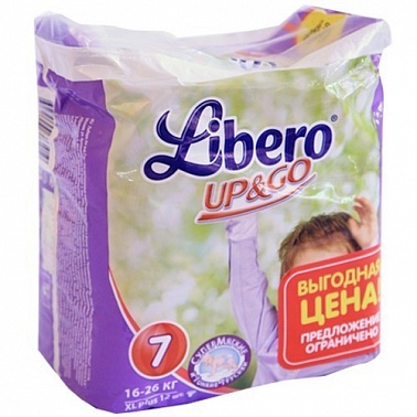 Трусики LIBERO UP&GO Extra Large+ 16-26 кг, маленькая упаковка, 12 шт