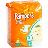 Подгузники PAMPERS Sleep & Play Midi (4-9 кг) Стандартная Упаковка 16 шт., р.3