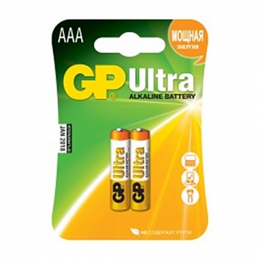 Батарейки алкалиновые "GP Ultra AAA", 2 шт, GP BATTERIES