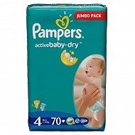 Подгузники PAMPERS Active Baby Maxi (7-14 кг) Джамбо Упаковка 70 шт., р.4