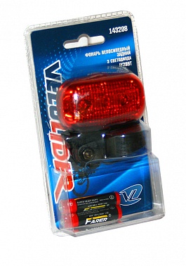 Фонарь велосипедный VELOLIDER задний 3 светодиода JY289T Фонарь велосипедный VELOLIDER задний 3 светодиода JY289T