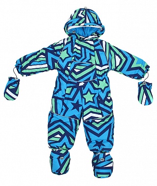 Комбинезон зима д/м р.80 зеленый/бирюза 282/3 Geburt*