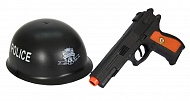 Набор оружия полиции 2212/2213 (пистолет-трещетка+каска) в ассортименте в сетке